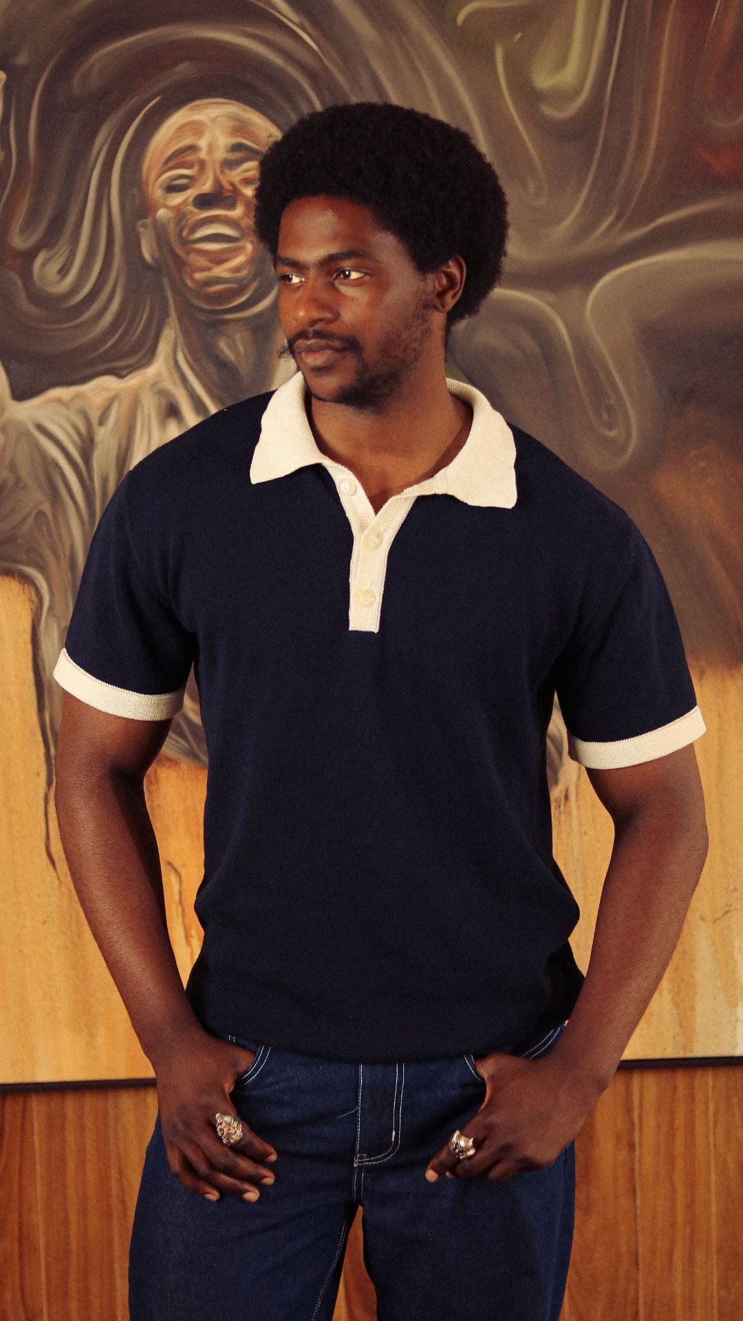 Navy Blue Knit Golfer