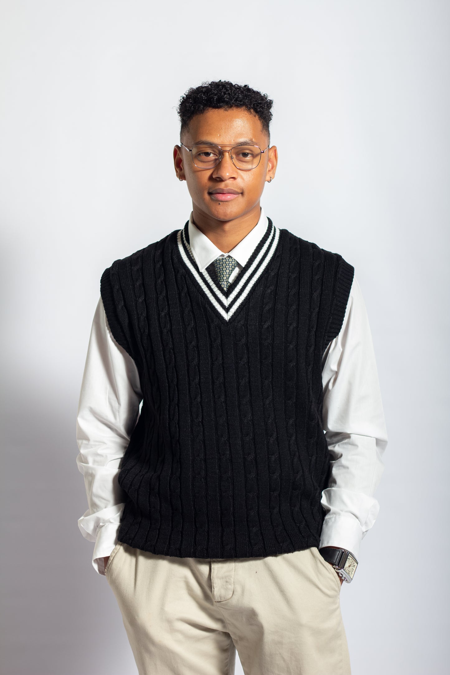 Black & White Cricket Vest