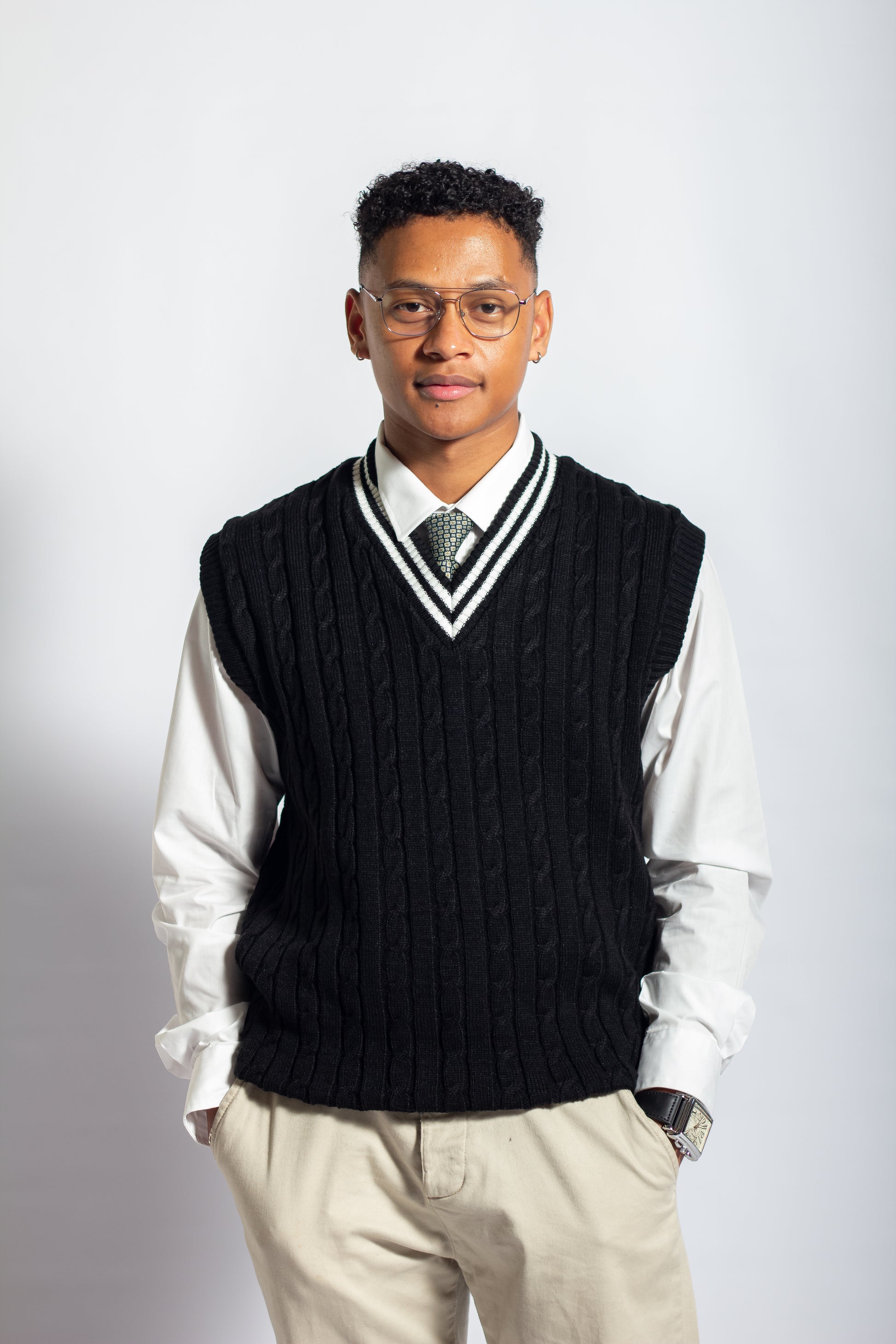 Black & White Cricket Vest