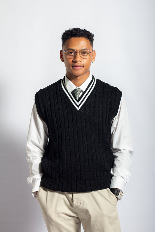 Black & White Cricket Vest