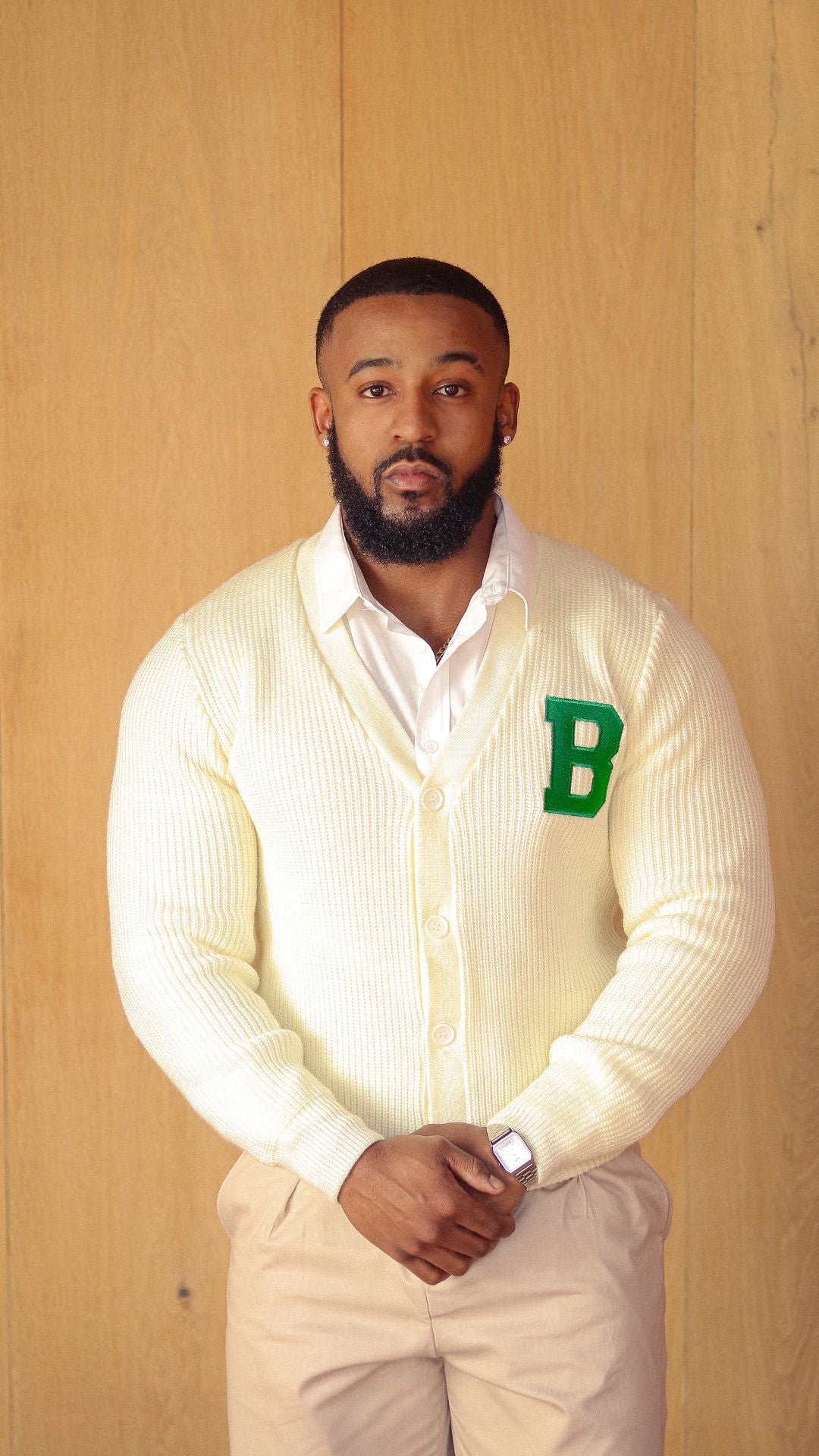Cream & Green Cardigan