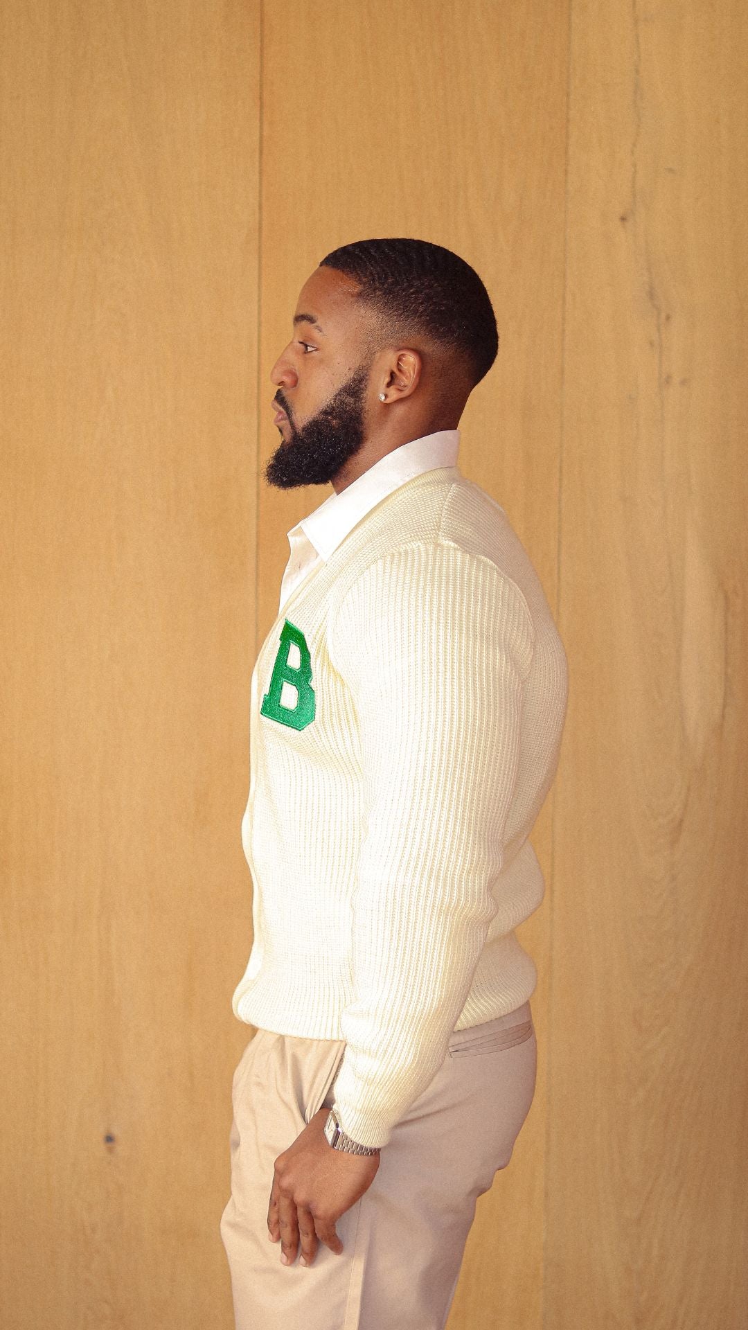 Cream & Green Cardigan