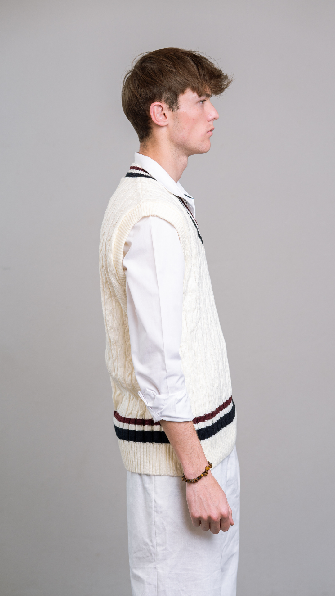 Cream, Maroon & Blue Cricket Vest