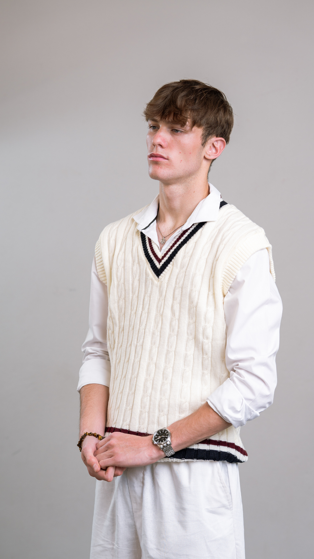 Cream, Maroon & Blue Cricket Vest