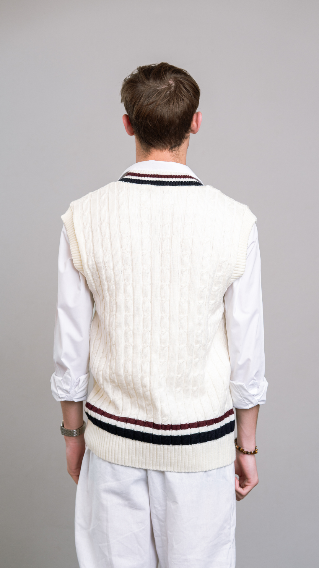 Cream, Maroon & Blue Cricket Vest