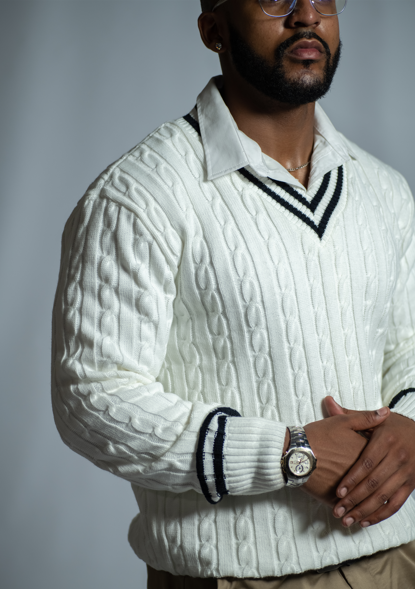 White & Navy Blue Cricket Jersey